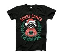 Désolé Père Noël, J'Ai Été Sauvage, Drôle De Raton Laveur, Noël Assorti T-Shirts Confortable T-Shirt De Sport Col Rond Tee Shirt pour Gym Running Plage 3XL