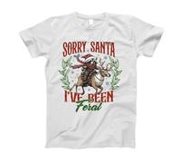 Désolé Père Noël, J'Ai Été Un Raton Laveur Sauvage Chevauchant Un Renne T-Shirt De Sport Confortable Tee Shirt Col Rond Sportswear pour Yoga Gym Sport 3XL