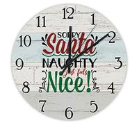 Désolé Santa Naughty Just Feels Nice - Noël Drôle Ronde Horloge Murale sans Tic-Tac Cuisine Horloge Silencieuse Pendule Murale pour Salon Bar Chambre 25Cm