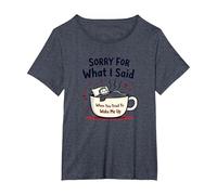 Désolée pour ce Que J'Ai Dit Quand tu as essayé de me réveiller T-Shirt, Femme Grandes Tailles, Bleu Chiné, 5X