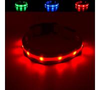 DespaPet - LED Collier Lumineux pour Chien, Batterie Rechargeable, Autonomie de 10h et Étanche, Collier de Longeur Réglable avec 3 Modes d'éclairage pour Petits/Moyens/Grands Chiens (Large, Rouge)