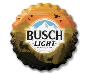 Desperate Enterprises Busch Light Panneau de bouchon de bouteille de chasse - Panneau de garage - Panneaux de bière - Signes en métal vintage - Panneau de bouchon de bouteille Busch Light - Fabriqué