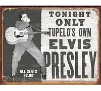 Desperate Enterprises Elvis Presley - Plaque en étain Tupelo's Own - Décoration murale vintage nostalgique en métal - Fabriquée aux États-Unis