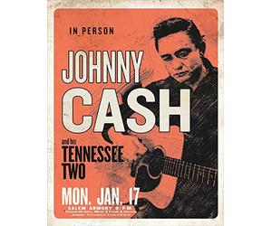 Desperate Enterprises Johnny Cash & His Tennessee Two Plaque en étain 32,5 x 40,6 cm (l x H)