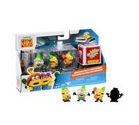 Giochi Preziosi Despicable ME Pack de 4 Figurines d'action Minions, thème Party Bus, 3 Figurines et 1 secrète à découvrir, Taille 5 cm, âge 3 Ans, célèbre (MN401200)