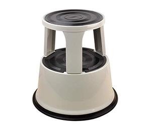 DESQ Marchepied - Métal, Avec roulettes, 2 Marches, Hauteur 42.5cm, Charge maximale 150kg, Gris