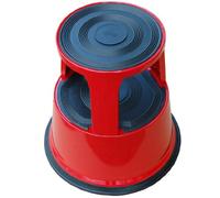 DESQ Marchepied - Métal, Avec roulettes, 2 Marches, Hauteur 42.5cm, Charge maximale 150kg, Rouge