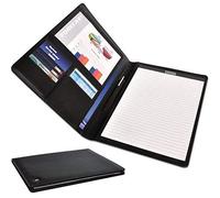 DESQ Porte-document de conférencé A4 3692 - En cuir véritable, 1 pochet pour documents, 5 fentes pour cards, Bloc-notes inclus, Design mince, Dutch Design