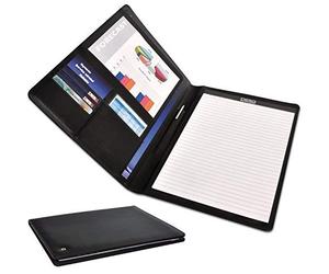 DESQ Porte-document de conférencé A4 3692 - En cuir véritable, 1 pochet pour documents, 5 fentes pour cards, Bloc-notes inclus, Design mince, Dutch Design