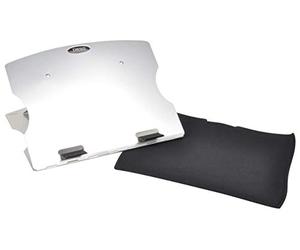 DESQ Support Aluminium pour Ordinateur portable - Pliable à plat 6mm, Hauteur 0-175mm, Rotatif à 360°, Housse de protection - tapis de souris, Pour tout les ordinateurs portables de 10-17 pouces