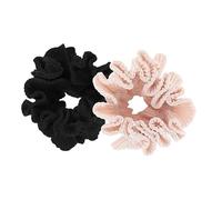 Dessange - 2 Chouchous Plissés Rose et Noir - Accessoires Cheveux - Tissus Léger et Plissé - Confort Optimal - Accessoires de Mode - Chouchous Cheveux Original