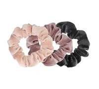 DESSANGE - 3 Chouchous en Tissu Texturé - Velours - 3 Coloris - Rose/Rose Cendré/Noir - Chouchou pour Queue Cheval - Chignon - Accessoires Coiffure