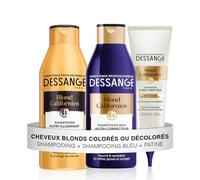 DESSANGE - Coffret Blond Californien - Shampoing Nutri-illuminant + Shampoing Bleu + Soin Patine - Nourrit & Neutralise Les Reflets - Pour Cheveux Blonds, Colorés ou Décolorés