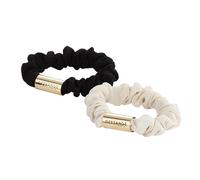 DESSANGE - Lot de 2 Elastiques Cheveux - Satinés - 2 Coloris - Noir et Blanc - Doux et Légères - Empiècement Métallique - Accessoires Coiffures