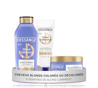 DESSANGE - Routine Cheveux Nutri-Correcteur Blond Californien - Shampoing 280 ml + Masque 280 ml + Soin Patine Bleu 140 ml - Nourrit & Illumine Le Blond - Cheveux Blonds, Colorés Ou Décolorés