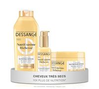 DESSANGE - Routine Cheveux Nutrition Intense Nutri-Extrême Richesse - Shampoing 280ml + Masque 280ml + Soin Sans Rinçage 110ml - Nourrit La Fibre, Les Longueurs & Pointes - Cheveux Très Secs