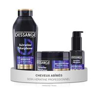 DESSANGE - Routine Cheveux Réparatrice & Resurfaçante Kératine Morphose - Shampoing 280ml + Masque 280ml + Soin Sans Rinçage 50ml - Répare & Scelle La Fibre Capillaire - Cheveux Secs & Abîmés
