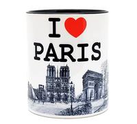 DESSAPT Arts - I LOVE PARIS et Ses Monuments - Mug en Céramique 325 ml - Tasse-Cadeau Unique avec les Magnifiques Paysages Parisiens - Imprimé en France (02-Noir)