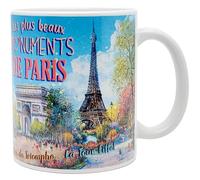 DESSAPT Arts - Les plus beaux monuments de Paris - Mug céramique 325 ml - Tasse-cadeau unique avec les magnifiques paysages parisiens - Imprimé en France - Blanc brillant