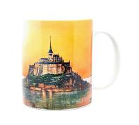 DESSAPT Arts - Mont Saint-Michel - Mug Céramique 325 ml - Tasse-Cadeau Unique avec les Magnifiques Paysages du Mont Saint-Michel - Blanc Brillant