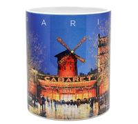 DESSAPT Arts - Paris et son Cabaret de Nuit par Guy DESSAPT - Mug Céramique 325 ml - Tasse-Cadeau Unique avec les Magnifiques Paysages Parisiens - Imprimé en France - Blanc Brillant