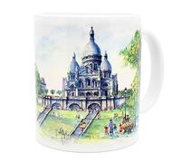 DESSAPT Arts - Paris, Montmartre en aquarelle - Mug céramique 325 ml - Blanc brillant - Tasse-cadeau unique avec les magnifiques paysages parisiens - Imprimé en France