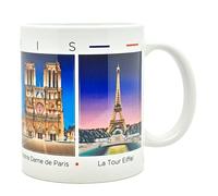 DESSAPT Arts - Paris Monuments de Nuit - Mug céramique 325ml - Tasse-Cadeau Unique avec les Magnifiques Paysages Parisiens - Imprimé en France - Blanc Brillant