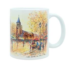 DESSAPT Arts - Paris, Saint-Germain-des-Prés en Aquarelle - Mug Céramique 325 ml - Blanc Brillant - Tasse-Cadeau Unique avec les Magnifiques Paysages Parisiens - Imprimé en France