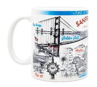 DESSAPT Arts - San Francisco et Ses monuments - Mug Céramique 325 ml - Tasse-Cadeau Unique avec les Magnifiques Paysages de San Francisco - Imprimé en France - Blanc Brillant