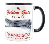 DESSAPT Arts - San Francisco - Le Pont du Golden Gate/The Golden Gate Bridge - Mug céramique 325 ml - Tasse-Cadeau Unique avec les Magnifiques Paysages de San Francisco - Blanc et Noir