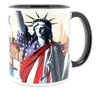 DESSAPT Arts - Statue de la Liberté, New York City - Mug Céramique 325ml - Tasse-Cadeau Unique avec les Magnifiques Paysages New-Yorkais - Imprimé en France - Blanc et Noir