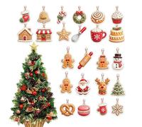 Dessert Calendar Pendant - 2D Flat Acrylic Sign, Holiday Tree Charm | Glossy Flat Synthetic Plate Material | Vehicle Rearview Mirror Hanger, Backpack Keychain Window Decoration Attachment