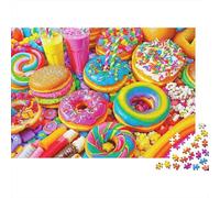 Dessert de Beignets Arc-en-Ciel Puzzle 1000 Pièces, Collage de Beignets Arc-en-Ciel, Art Moderne, Jeu Cadeau Unique, activité relaxante, Cadeau d'anniversaire, 70x50cm