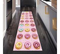 Dessert Dessin Animé Tapis Cuisine Devant Evier Lavable et Antidérapant, Nourriture Délicieuse Tapis Couloir Long Absorbant Carpet de Passage Antidérapant Paillasson Interieur Entrée 80 x 350 cm