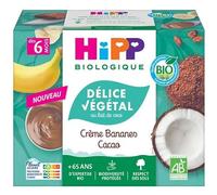 Dessert végétal lacté à la banane et cacao dès 6 mois bio,4 x 100 g
