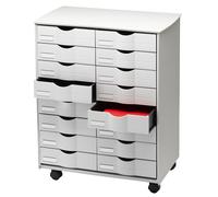 Desserte 16 tiroirs polystyrène - Corps Gris - Tiroirs Gris