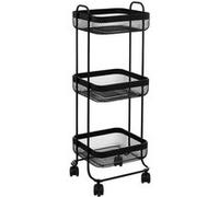 Five - Desserte roulante de Salle de Bain 3 Niveaux en Métal Noir H 76 cm