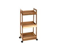 Desserte 3 niveaux sur roulettes acacia MDF