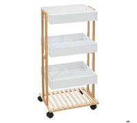 5five Desserte à roulettes Bambou – étagère 3 bacs pour cuisine et salle de bain