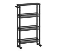 Desserte 4 Niveaux - VASAGLE - Noir Boisé et Noir - Roulettes - Cadre en Acier - 13 x 45,4 x 77 cm