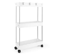 Desserte à Roulettes à 3 Niveaux, Chariot de Rangement à Roulettes Mobile, Étagère de Niche Étroite 12,5 cm, Desserte pour Cuisine, Bureau, Salle de Bain, Chariot Rangement 12,5 x 38.8 x60 cm
