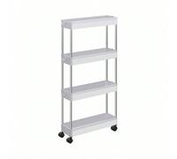 Desserte À Roulettes, Chariot De Rangement, Étagère Roulante, 4 Niveaux, Gain De Place, Pour Salle De Bain, Cuisine, Bureau, 40 X 13,5 X 86 Cm, Blanc Blanc