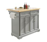 SoBuy FKW71-HG Desserte sur roulettes Meuble de Cuisine avec Plans de Travail Rabattable - Grande Armoire de Rangement,115x71x92 cm