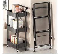 Desserte à roulettes - DECONATION - Pliable - 3 niveaux - Noir - Acier 90x40x30 cm