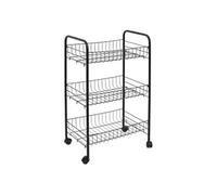 Desserte à Roulettes Industrielle en Métal Noir 3 Niveaux - GLENN -
