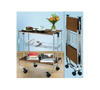 Desserte à roulettes pliante, De Luxe, Noyer Marron G