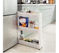 Desserte à roulettes pour Cuisine ou Salle de Bains - B.LIVEM - 3 Niveaux de Rangement - Blanc