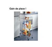 Desserte à roulettes Slim, 3 étagères, métal