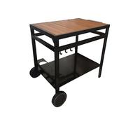 Happy Garden Desserte pour plancha Aveiro – Structure acier, plateau bois, roues et poignée – Noire