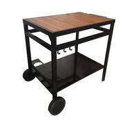 Happy Garden Desserte pour plancha Aveiro – Structure acier, plateau bois, roues et poignée – Noire
